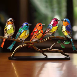 Fåglar på grenar Färgade akrylprydnader