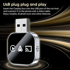 3-i-1-adapter för trådbundet till trådlöst CarPlay Android Auto, Mirror Link USB-dongel