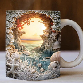 3D Ocean Beach genombrottstema Kaffekopp