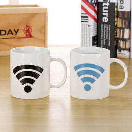 Wi-Fi-signal magisk värmekänslig färgskiftande kaffemugg i keramik
