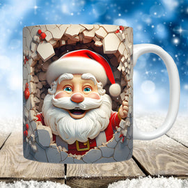 3D-sprickhål Tomten Julmugg