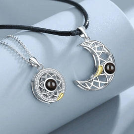 Alla hjärtans dag projektion solmåne stjärna par magnetiskt halsband